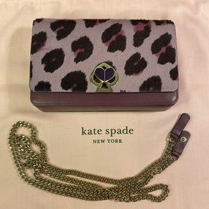 Kate Spade Purple Haircalf Leopard Chain Wallet Crossbody